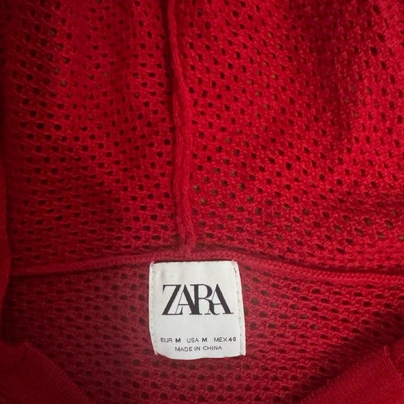 Zara Red Textured Hoodie - Picture 3 of 8